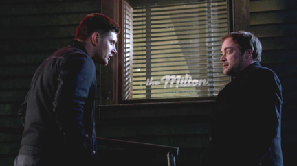 Dean talks to Crowley outside the bar.